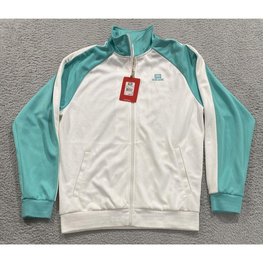 Ecko Unltd Jacket Mens Medium Bleach White Original Breaker Full Zip Track NWT